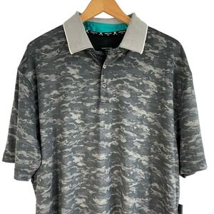 Kenneth Cole Golf Polo Mens 2X Black Grey Camo Performance UPF 50+ Gorpcore NWT